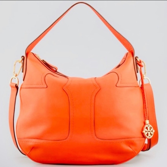 Tory Burch Handbags - Tory Burch NWOT No callouts. Plastic on T. Fire Orange 🔥 Leather Crossbody Hobo